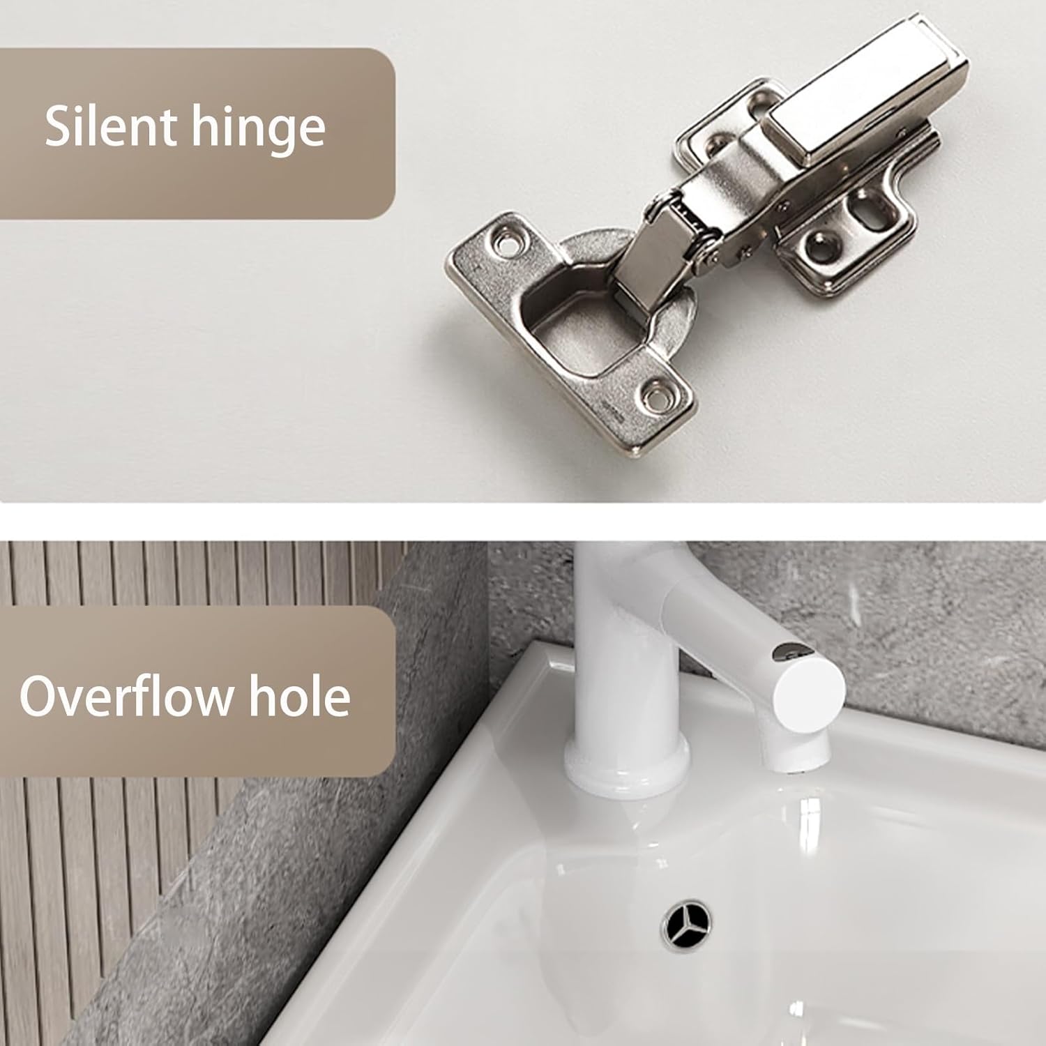 Corner Bathroom Vanity with Ceramic Sink, Wall Mounted Bathroom Vanity Sink, corner bathroom vanity for Small Space, Laundry Room, Balcony(38cm/15in)