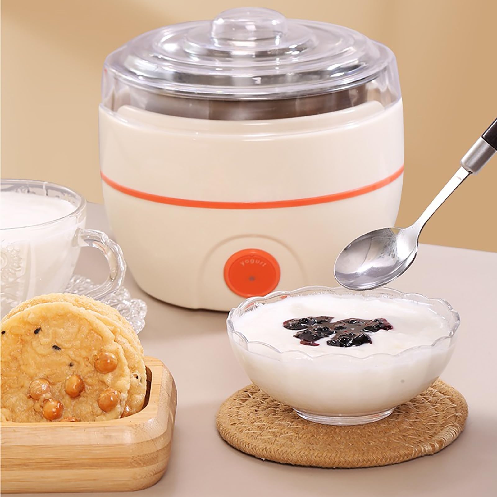 Máquinas para hacer yogur, Calefacción a temperatura constante PTC, compacta y portátil, perfecta for cocinas pequeñas uso diario