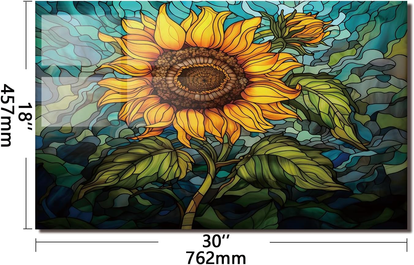 evgosm tempered glass backsplash for kitchen, sunflower stove splashback, glass backsplash, used for kitchen wall protection and decoration, easy to install and clean. (30x18'') sunflower 30"l x 18"w