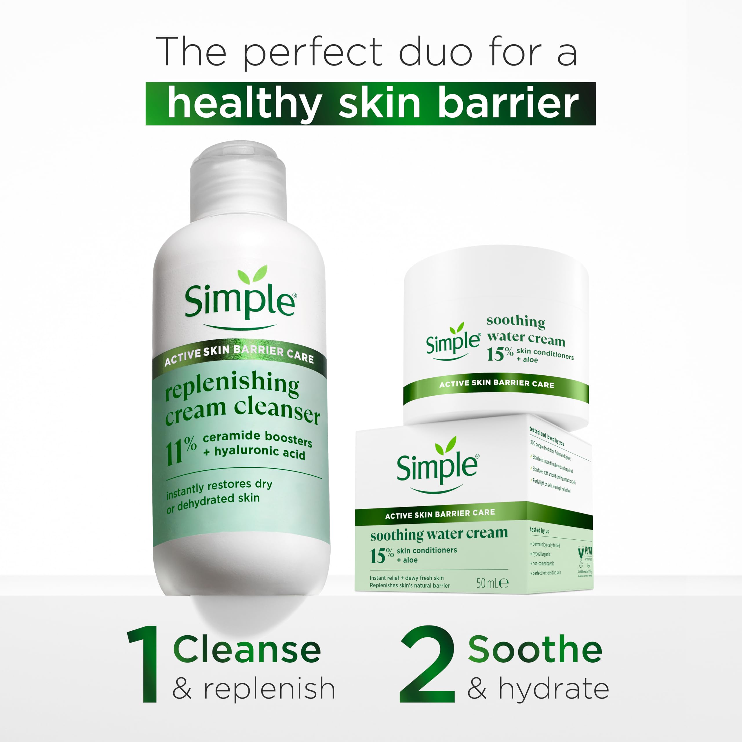 Simple Soothing Water Face Cream, With Bio-Lipids & Aloe- Hydrates & Soothes Dry - Image 4