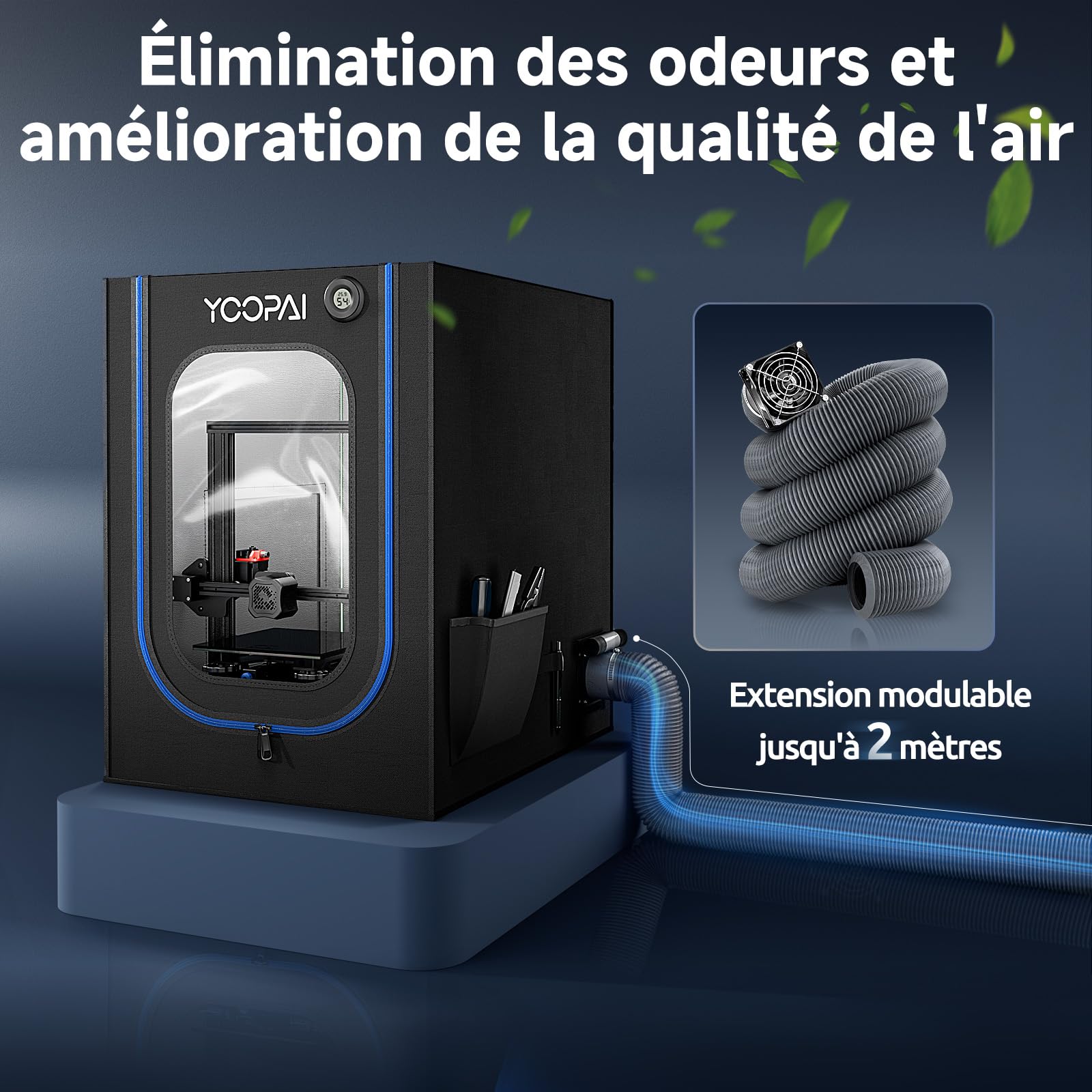 YOOPAI Caisson Imprimante 3D avec Fente pour Lumière, Thermo Hygromètre, Kit de Ventilation pour ANYCUBIC Kobra 3/2 Neo/2 Pro, Creality Ender 3/Ender 3 Pro/Ender 3 V2/Ender 3 S1/Neo