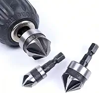 Conjunto de brocas escareadoras de 3 peças, broca premium com 82 graus, 3 canais, haste hexagonal de troca rápida, 1/5.1 cm, 5/20.3 cm, 3/10.2 cm, brocas de bancada para madeira, metal, plástico