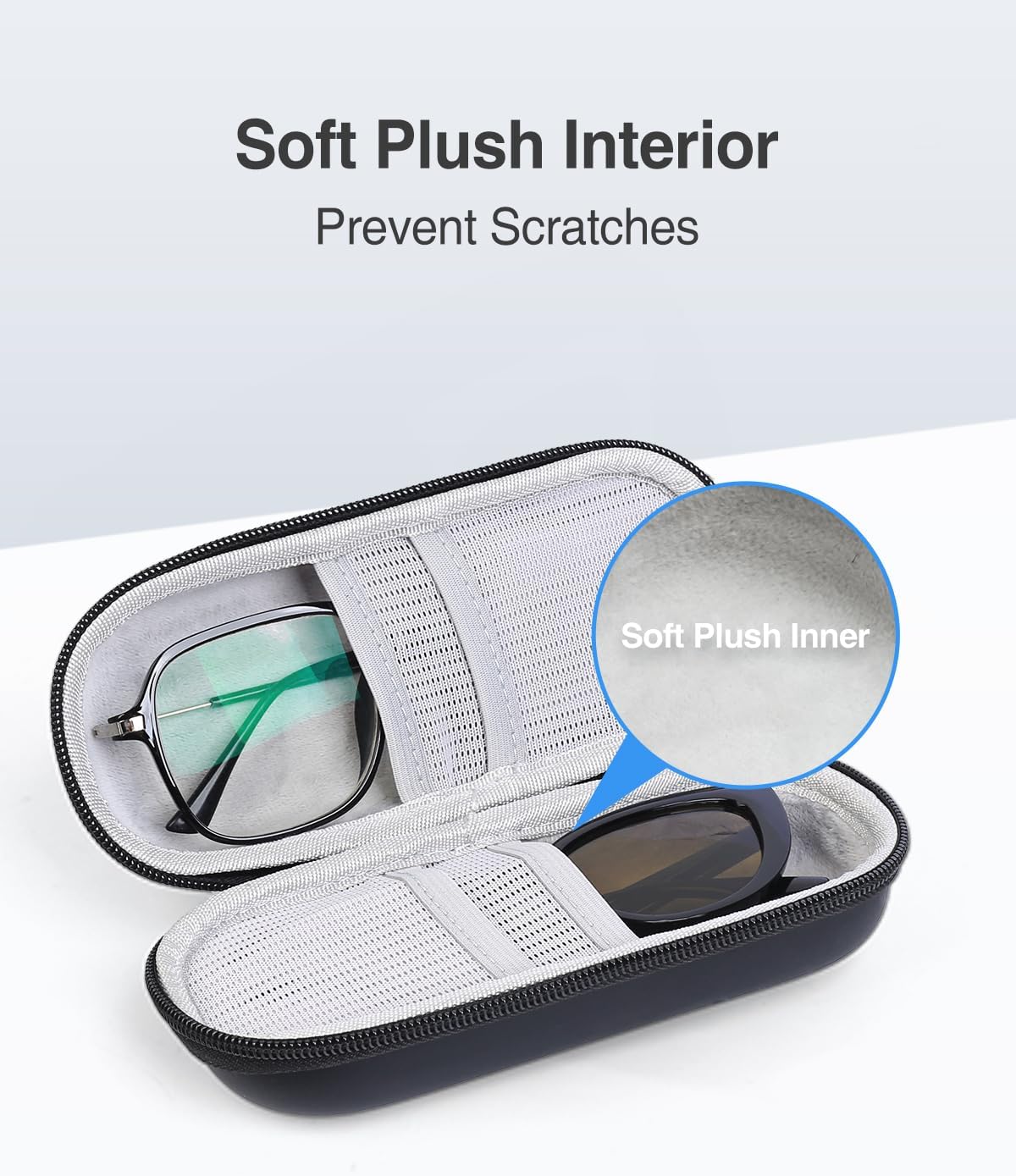 Luxtude Double Glasses Case Hard Shell, Double Eyeglass Case Dual Sunglasses Cases, Travel Sunglasses Organizer for Women Men - Image 3