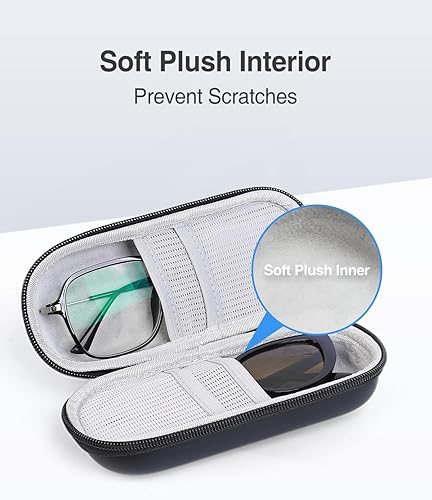 Vista 4 de Luxtude Estuche doble para lentes, carcasa dura, doble funda para lentes de sol, organizador de lentes de sol de viaje para mujeres y hombres