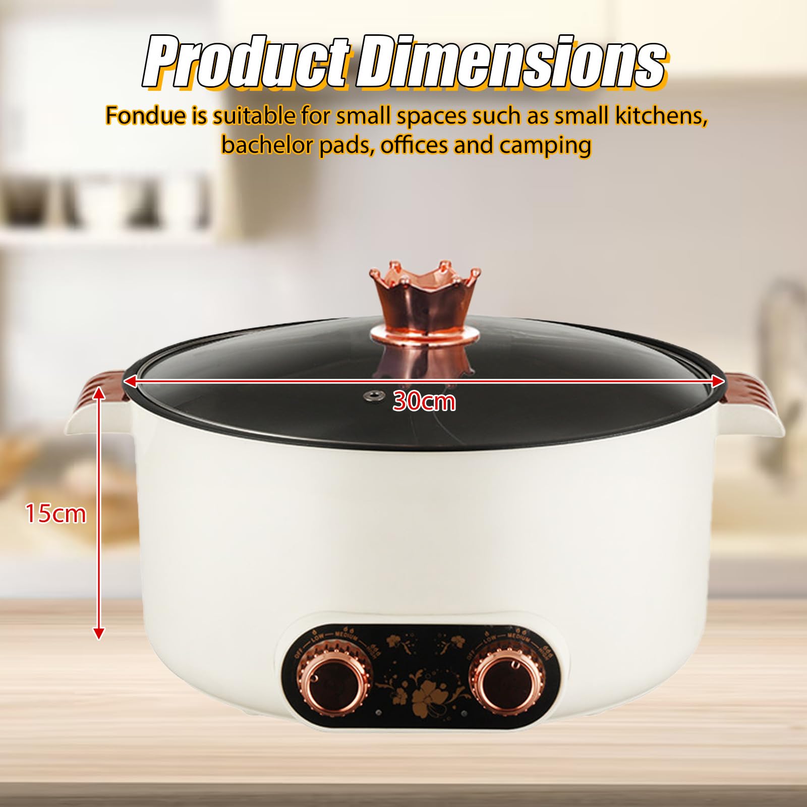 Casserole électrique à 2 côtés avec deux régulateurs 5 L marmite électrique 1350 W trois réglages de puissance poêle à frire antiadhésive multifonction rapide poêle à soupe pour rôtir ramen