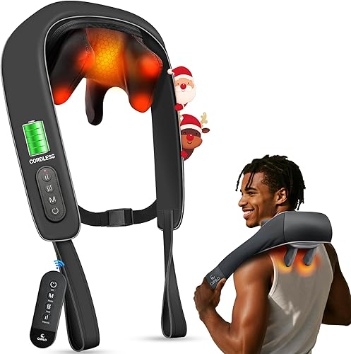 Masajeador de cuello inalámbrico para aliviar el dolor, HSA elegible por la FSA, masaje Shiatsu de espalda mejorado 2025 con control remoto