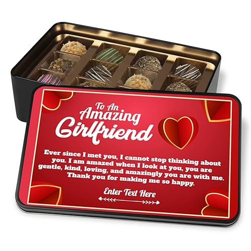 Miniatura 1 de To An Amazing Girlfriend Trufas de chocolate hechas a mano en lata de recuerdo personalizada, regalos para novia, regalos para ella, chocolates, con