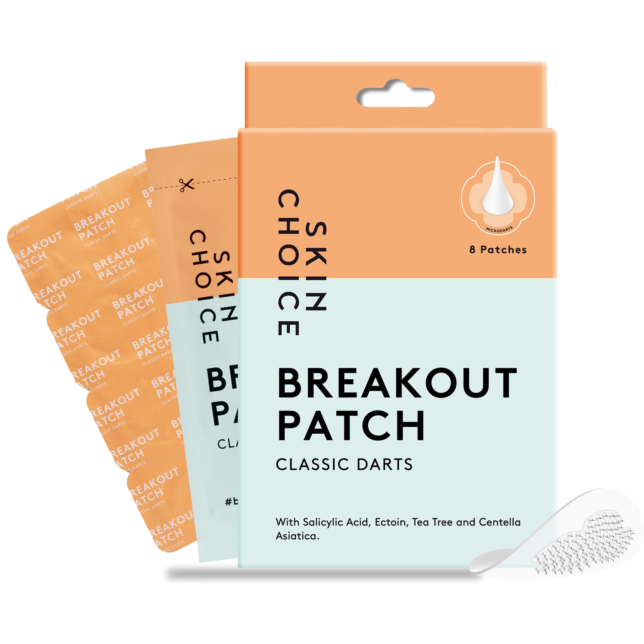 SKIN CHOICE Patch Bouton Micro Aiguille – Breakout Pimple Patch Classic Darts – Hydrocolloïde à l’Acide Salicylique, CICA, Arbre à Thé – Traitement Ciblé précoce, Soin Coréen Végan, Sans Cruauté, 8pcs
