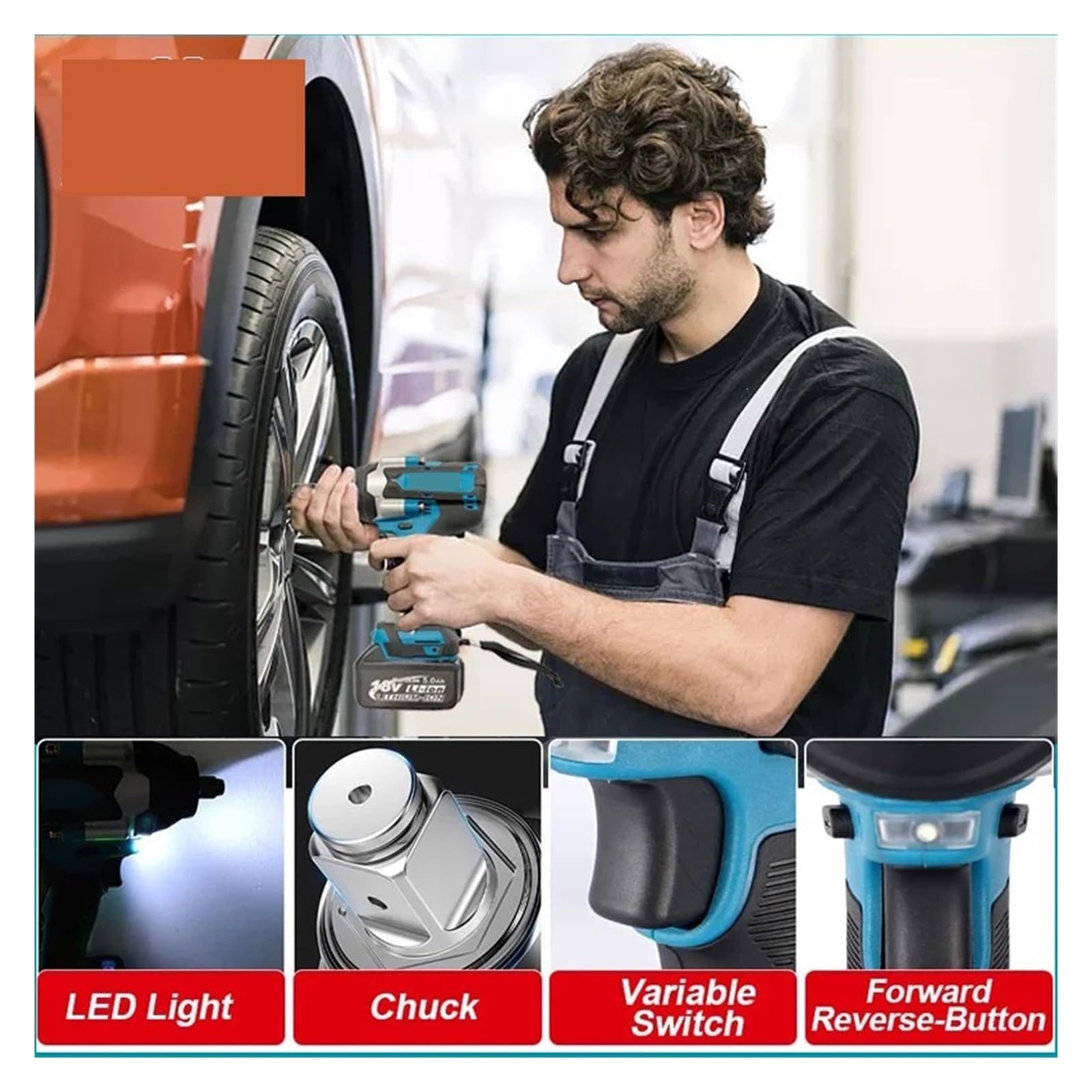 Llave de Impacto Llave De Impacto Eléctrica Sin Escobillas del Esfuerzo De Torsión DTW700 De 1800 NM Batería De Iones De Litio del 1/2 En For La Batería De 18V(2x5.0Ah Bat Carton)