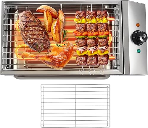 Parrilla eléctrica para interiores y exteriores, parrilla antiadherente extraíble de 1800 W, sin humo, parrilla para horno con ajuste de temperatura