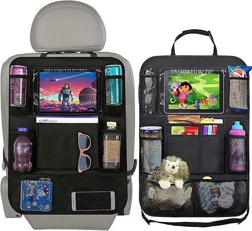 Miniatura 1 de Paquete de 2 organizadores de asiento de automóvil, organizador de asiento trasero de automóvil, protector Oxford resistente al agua con soporte