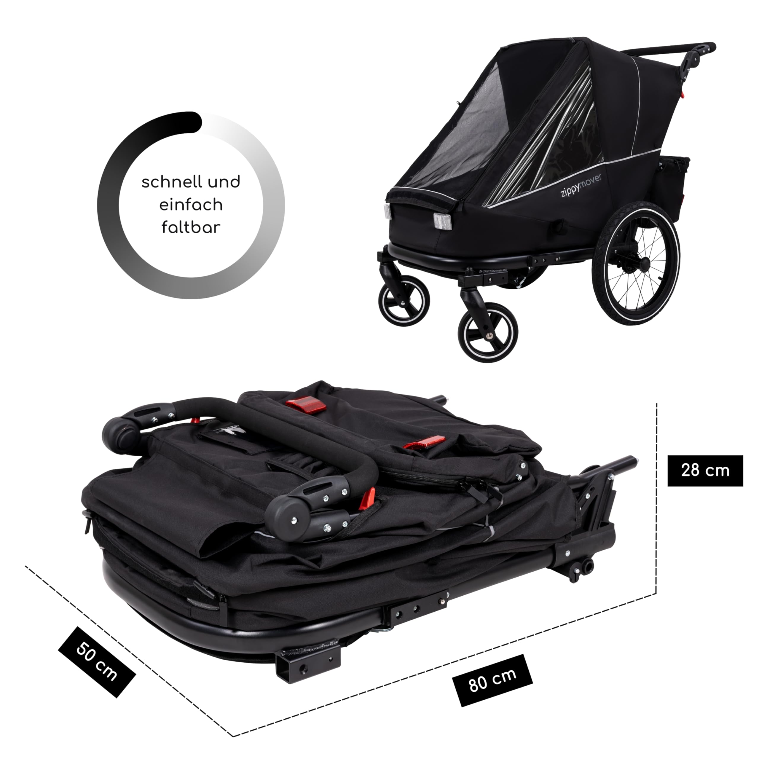Sportlicher Kinderfahrradanhänger Einsitzer 1 Kind 3in1 Set Buggy Jogger Kinderwagen