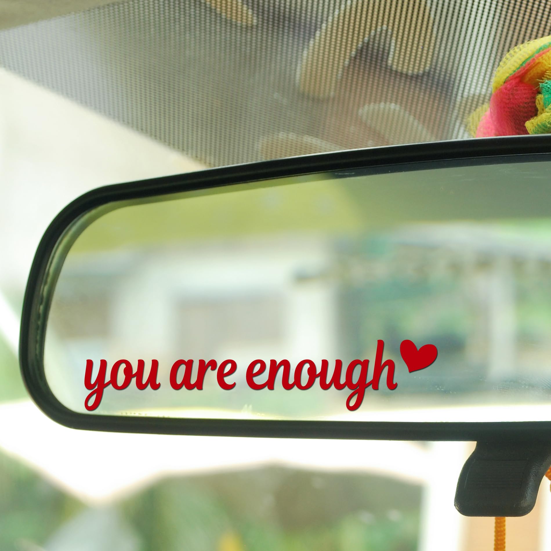 Cus2mize - 3X Hello Beautiful Car Rearview Mirror Decals Stickers, Vanity Mirror Stickers Car Waterproof Decals Window, for Women Girls - CR17 (You are Enough, Red)