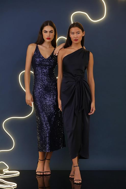 donna morgan one shoulder tie waist draped skirt dress Draped Skirt One-Shoulder Dress (Women)