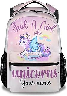 COOPASIA Personalized Unicorn Backpack for Girls, 16 Inch Unicorn Theme Bookbag with Adjustable Straps, Durable, Lightweight, School Bag with Large Capacity