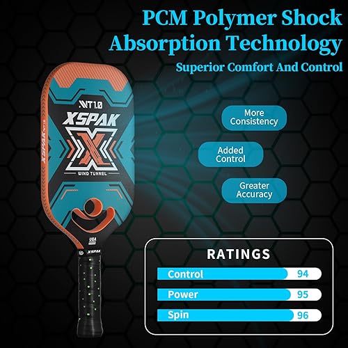 Miniatura 6 de XS XSPAK USAPA Carbon Fiber Pickleball Paddle  T700 Carbon Friction Surface Pickleball Paddle with Shock Absorber  The Pickle Ball Paddle Designed