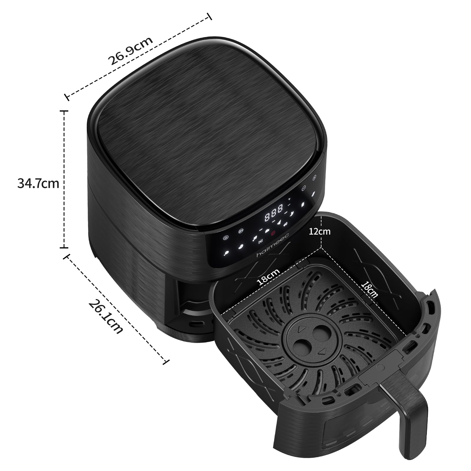 Air Fryer 4L, Friteuse Sans Huile 8-en-1 avec Fenêtre de Visualisation, 1350W avec Ecran Tactile Digital, Réglable 30°C-200°C, 90% de Matières Grasses en Moins, Nettoyage Facile, <60dB