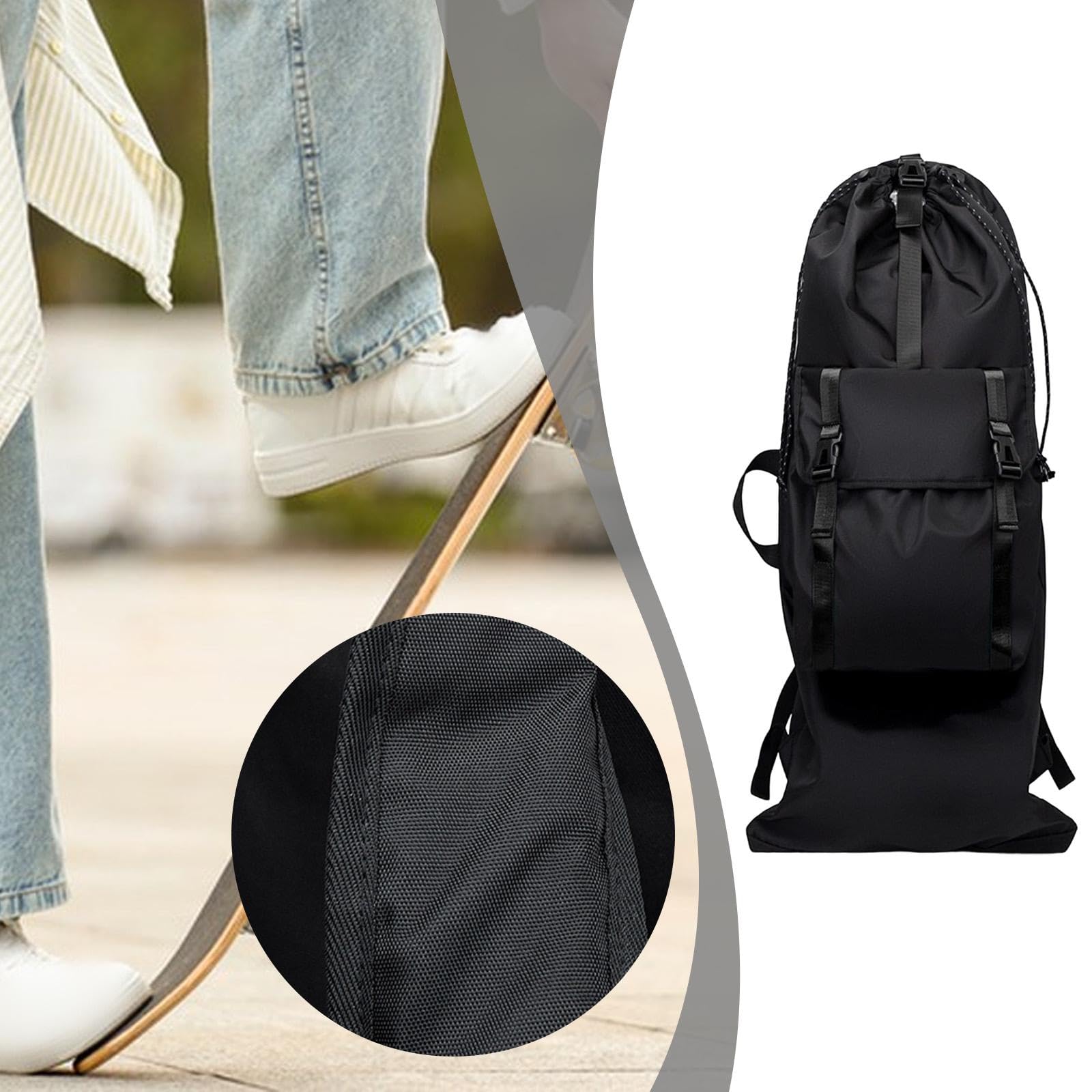F Fityle à Dos pour Skateboard, de Portable avec Bretelles réglables, de Transport pour Longboard, idéal pour Les Adultes pratiquant Le, Noir