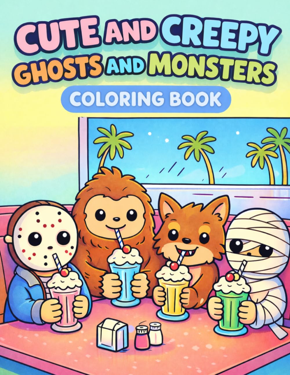 Cute and Creepy Ghosts and Monsters Coloring Book: 50 Spooky Cuties Coloring Pages for Adult Relaxation and Stress Relief