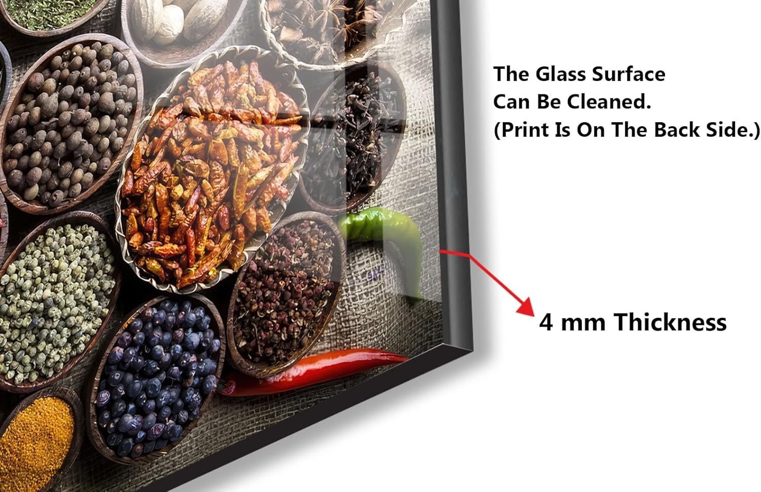 Myphotostation.com 12x12''Tempered Glass Herbs Backsplash Design Cooker Wall Backsplash Panel Glass Splashback for Kitchen Panel Design Spices Splashback Herbs