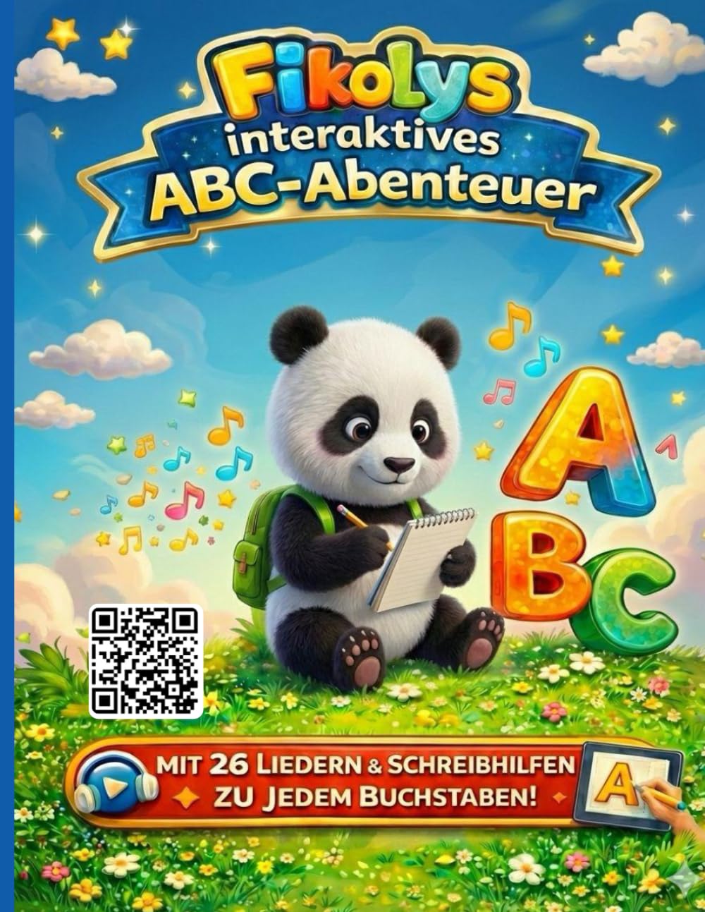 Fikoly ABC-Mitmachbuch: 26 Lieder zum Lernen & Schreiben: Das interaktive Alphabet-Abenteuer für Kinder von 4 bis 7 Jahren – Malen, Singen & Schreiben lernen mit dem Panda (Inkl. QR-Codes & Diplom)