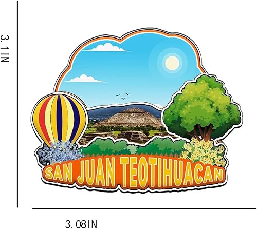 Vista 3 de San Juan Teotihuacan - Imán para nevera con imán de México en 3D, monumentos de madera, recuerdos coleccionables, decoración hecha a mano -2101