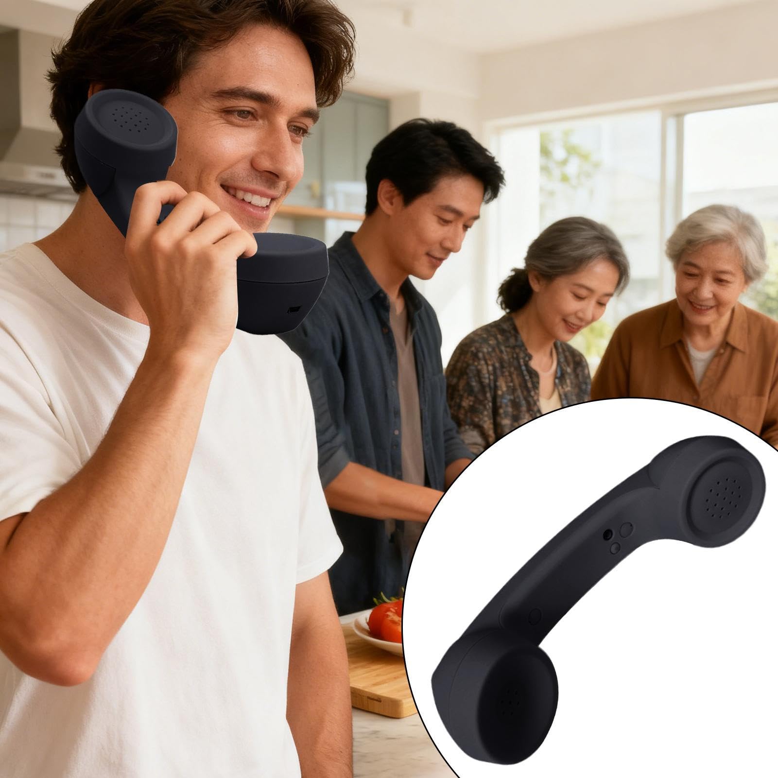 Teléfono celular retro – Receptor inalámbrico vintage portátil – Teléfono con llamada cómoda, para escritorio, sala de estar, escuela, hospital, hogar, oficina, cocina, ancianos, Navidad — view 3
