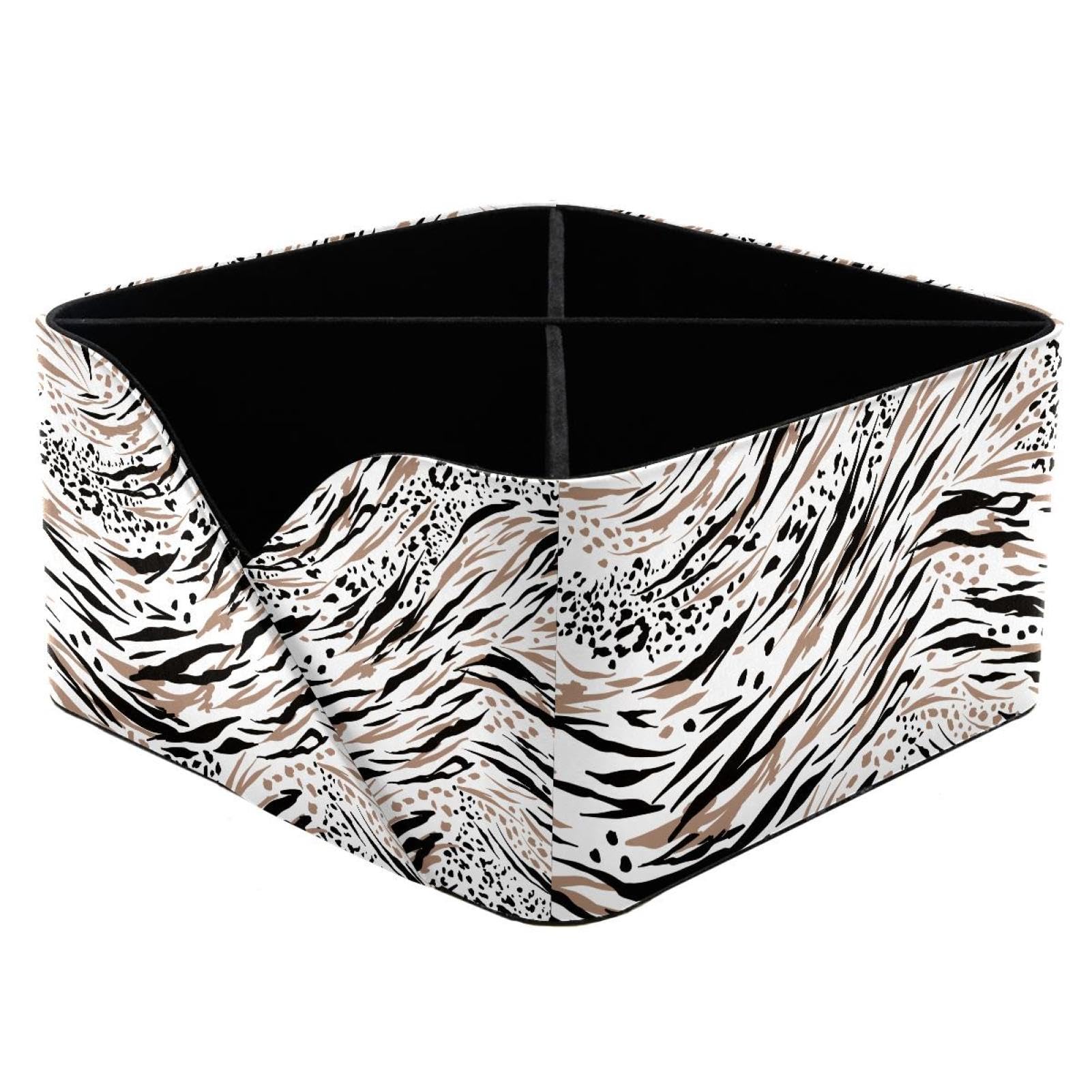 KengjuTesu Animal Tiger Lepard Texture Desktop Organizer Pen Holder, Rectangular Pencil Cup for Office, Study and Makeup Stations