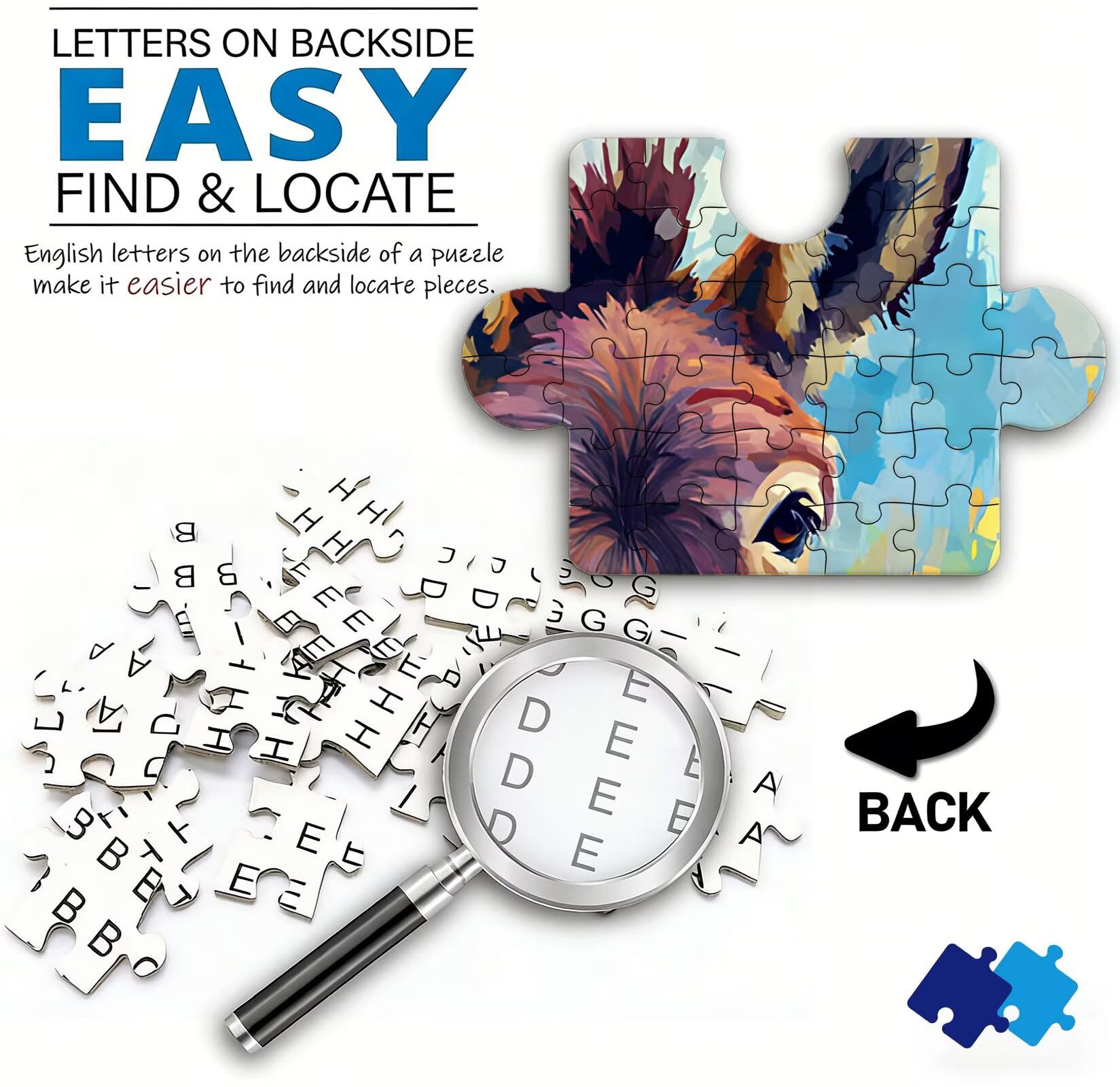 Puzzle 1500 elementów dla dorosłych, abstrakcyjne zwierzątko Trudne i kolorowe drewniane puzzle, duża łamigłówka 87 x 57 cm, antystresowa gra z plakatem, dekoracja ścienna do domu, prezent urodzinowy