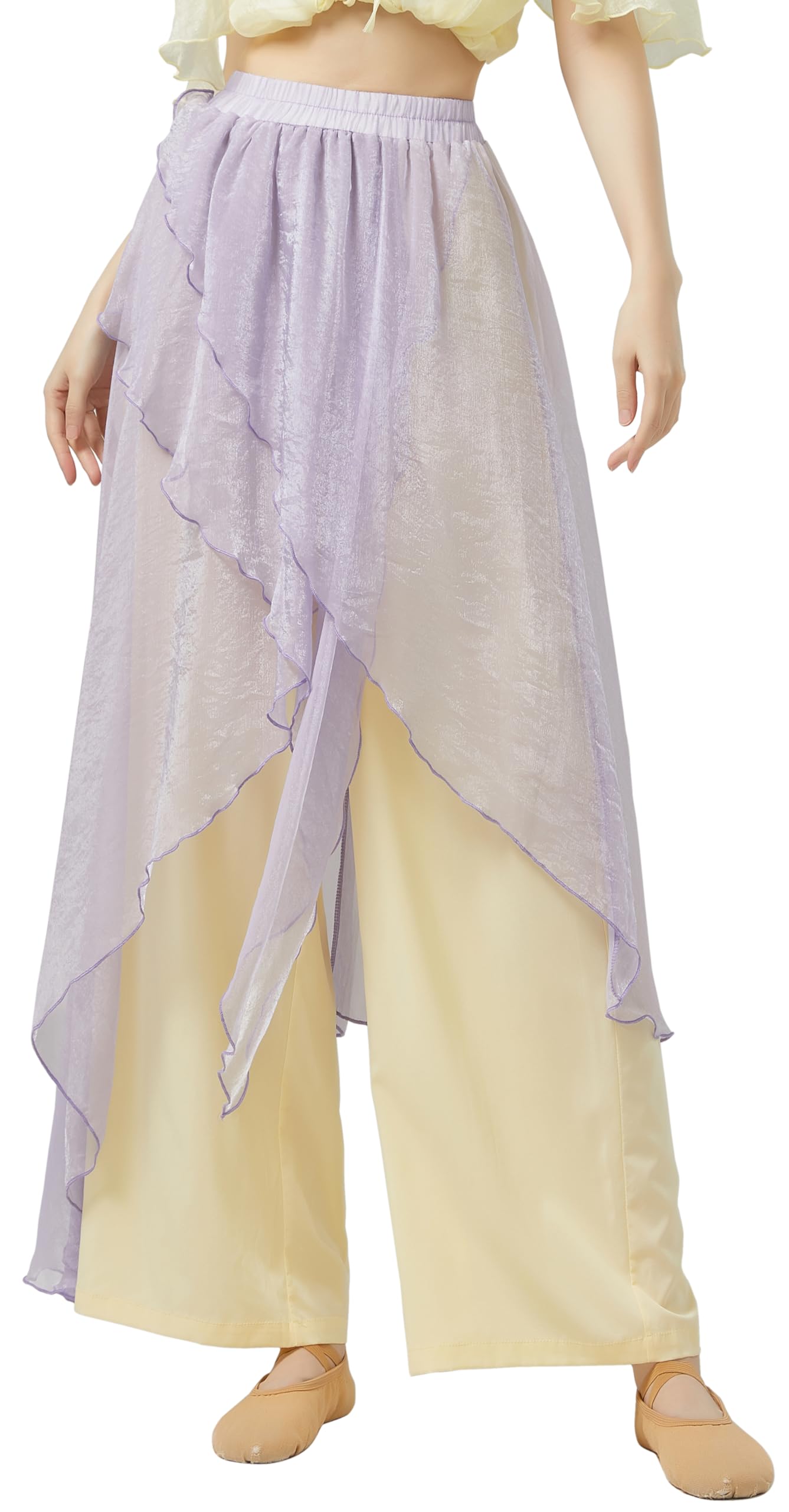 Pantalons chiffon fluides larges amples légers volants chic femmes - 8