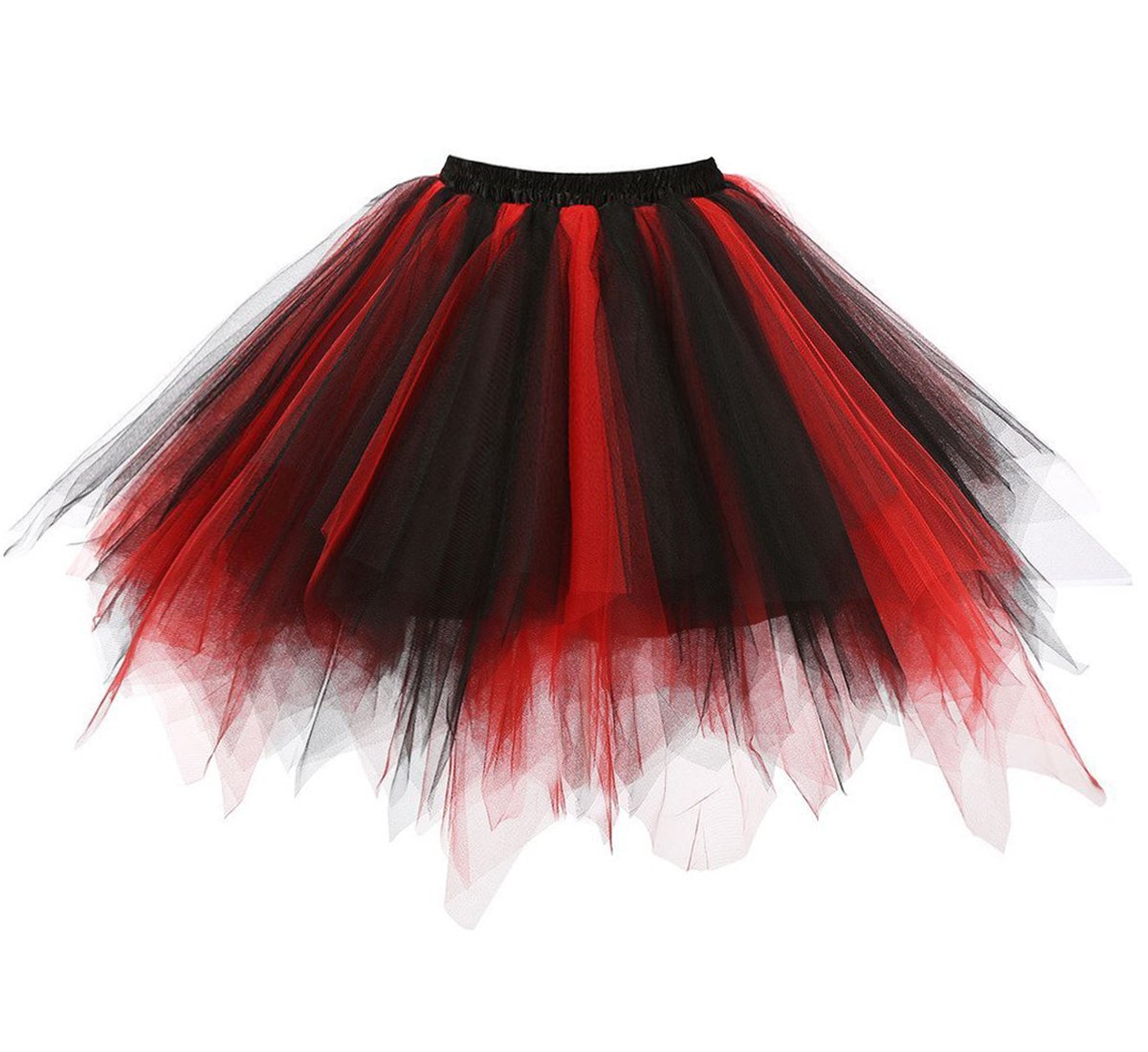Dressever Damen Tüllrock 50er Rockabilly Petticoat Retro Tutu Ballet Cosplay Prom Abendkleider Anlass Schwarz Rot XX-Large