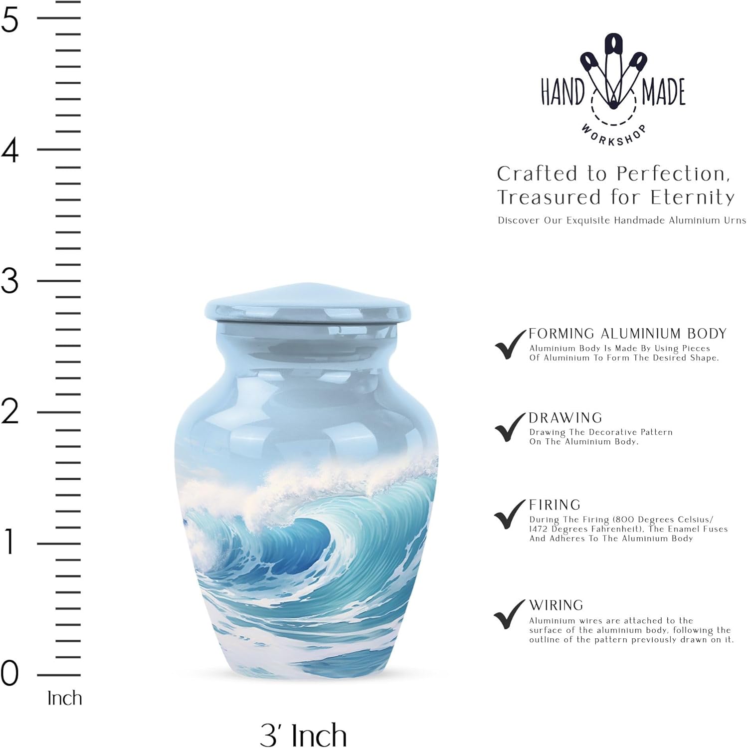 Ocean Urns for Human Ashes Keepsake Male - Small Burial Urn for Adult Female - Cremation Mini Urn for Ashes for Women - Human Urns for Dad 3 Inch