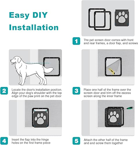 Miniatura 6 de Ownpets Puerta mosquitera para perros, Puerta mosquitera para mascotas con cierre, Puerta mosquitera magnética con cierre, Puerta mosquitera robusta