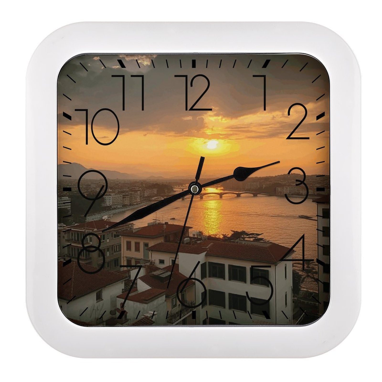 Horloge murale carrée moderne et silencieuse pour petits espaces sans prise de courant