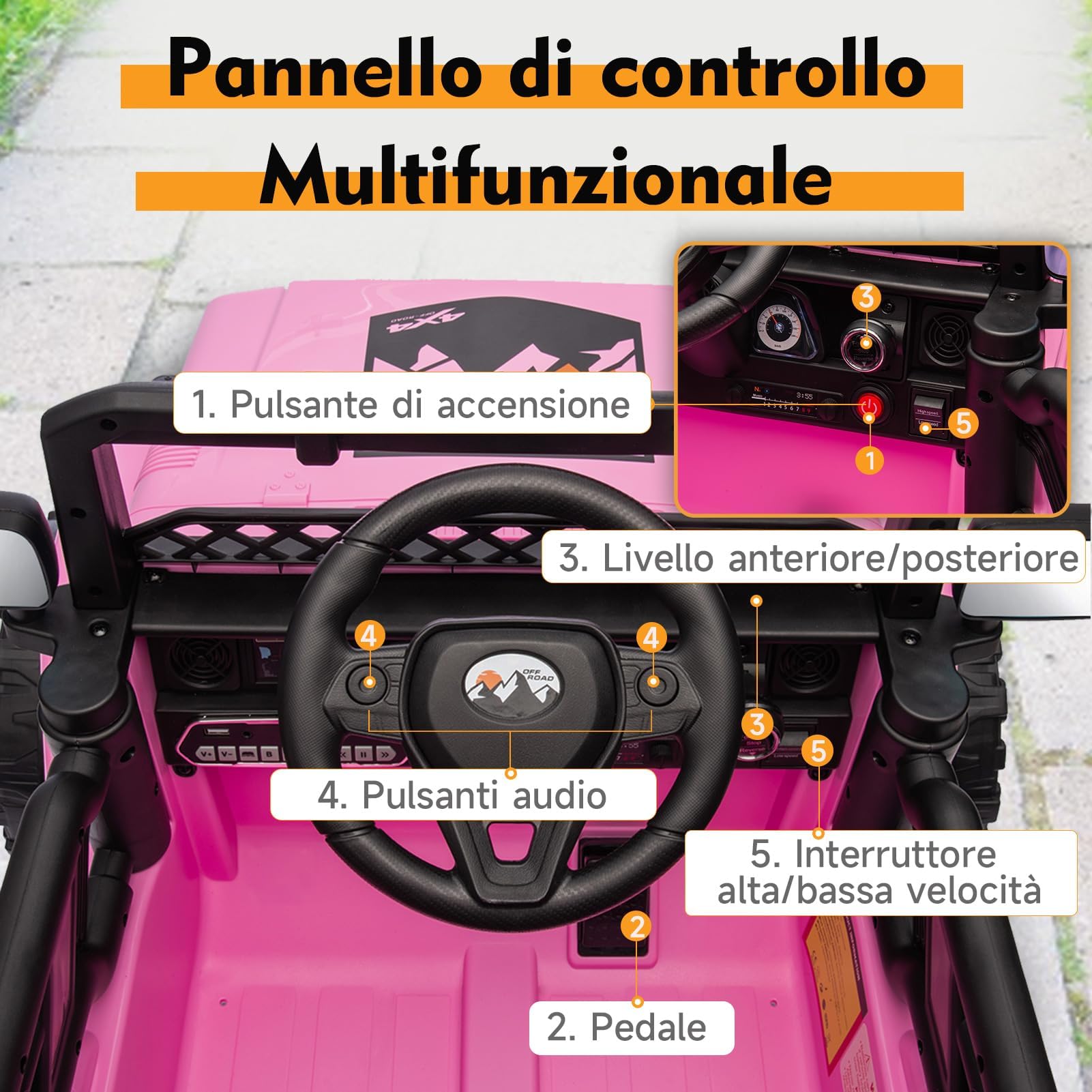 12V Kinder-Elektroauto mit 2,4G Fernbedienung, Rosa