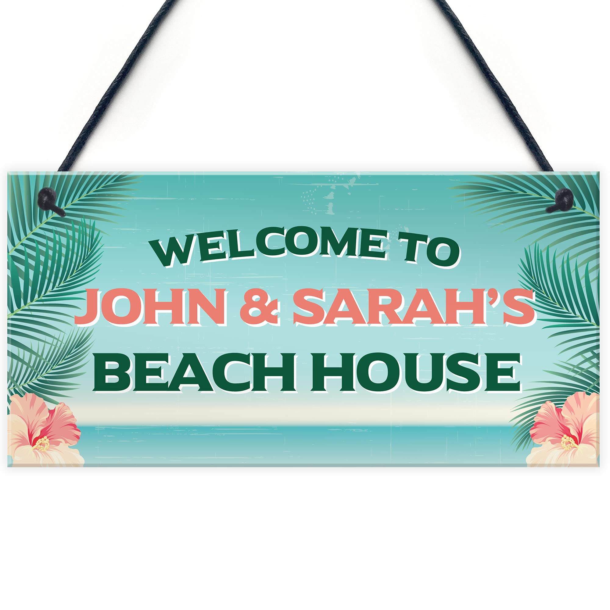 RED OCEAN Personalised Beach House Hut Shed Sign Seaside Home Decor Gifts Beach Hut Sign Nautical Decor Gifts