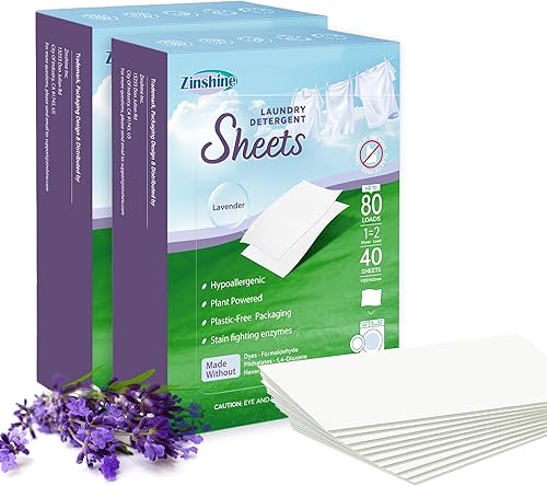 Zinshine Lavender - Sábanas de detergente para ropa ecológicas, sábanas hipoalergénicas, aroma a lavanda, para viajes, apartamentos, dormitorios,
