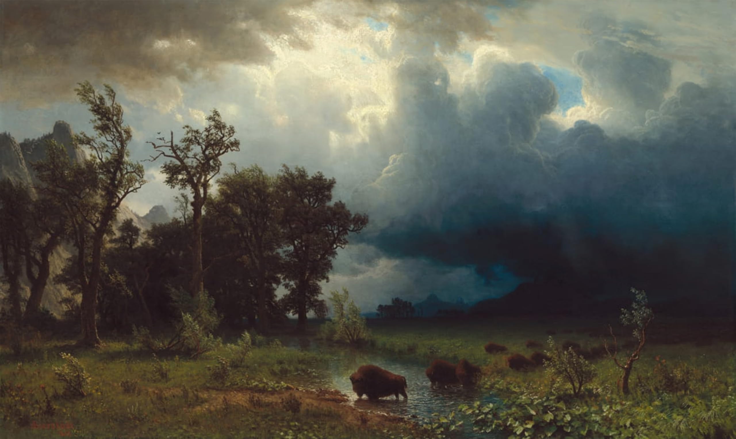 POSTERIIk Famous Print Pop Art Wall Art Graffiti animal Trail: The Impending Storm by Albert Bierstadt Art Prints for Home Decor 60x90cm