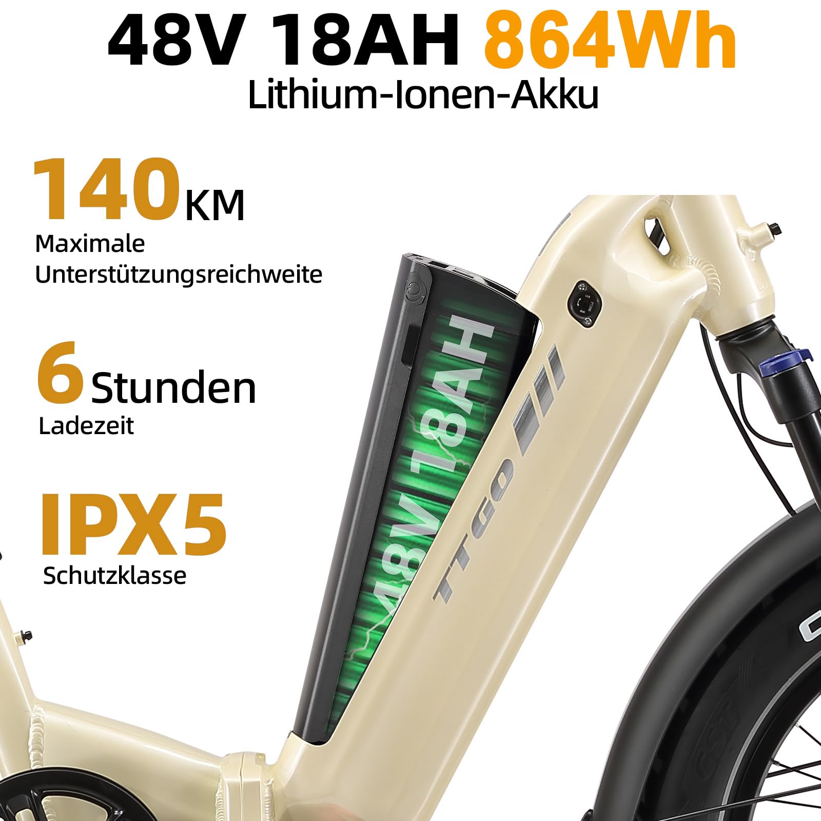 ttgo F6 Boost E Bike Klapprad, 20 * 4.0 Zoll Fat Tire Elektrofahrrad Herren Damen mit 250W Motor, 70Nm Drehmoment, 48V 18AH Akku, bis 140 km Reichweite, 7-Gang Getriebe mit LCD-Display