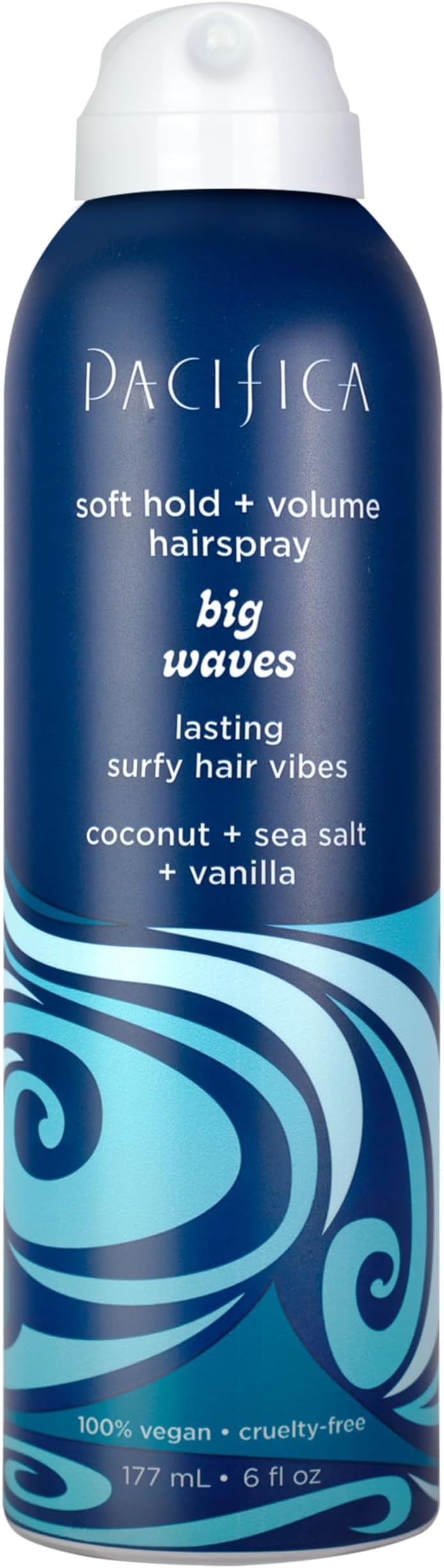 Big Waves Coconut, Vanilla & Sea Salt Hairspray – Soft Hold Wavy Hair Texture Spray – Adds Volume & Controls Frizz, Travel Size Beach Hair Essential for Women – Vegan & Cruelty-Free – 6oz