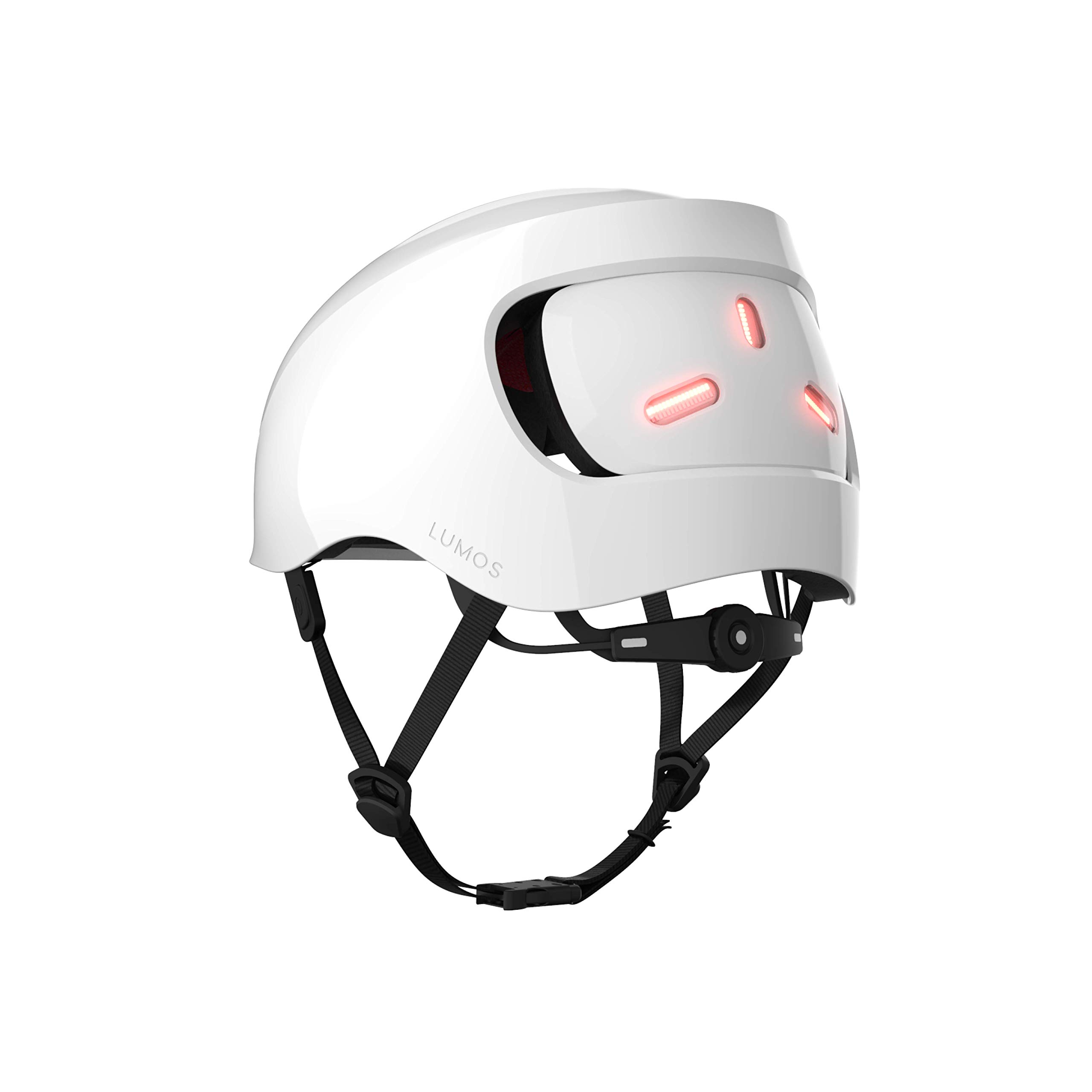 Lumos Street Casque Intelligent | Urbain | Skateboard, Scooter, Accessoires de vélo | Feux Avant et arrière LED | Clignotants | Feux Stop arrière | Compatibilité Bluetooth| Adulte (Blanc)