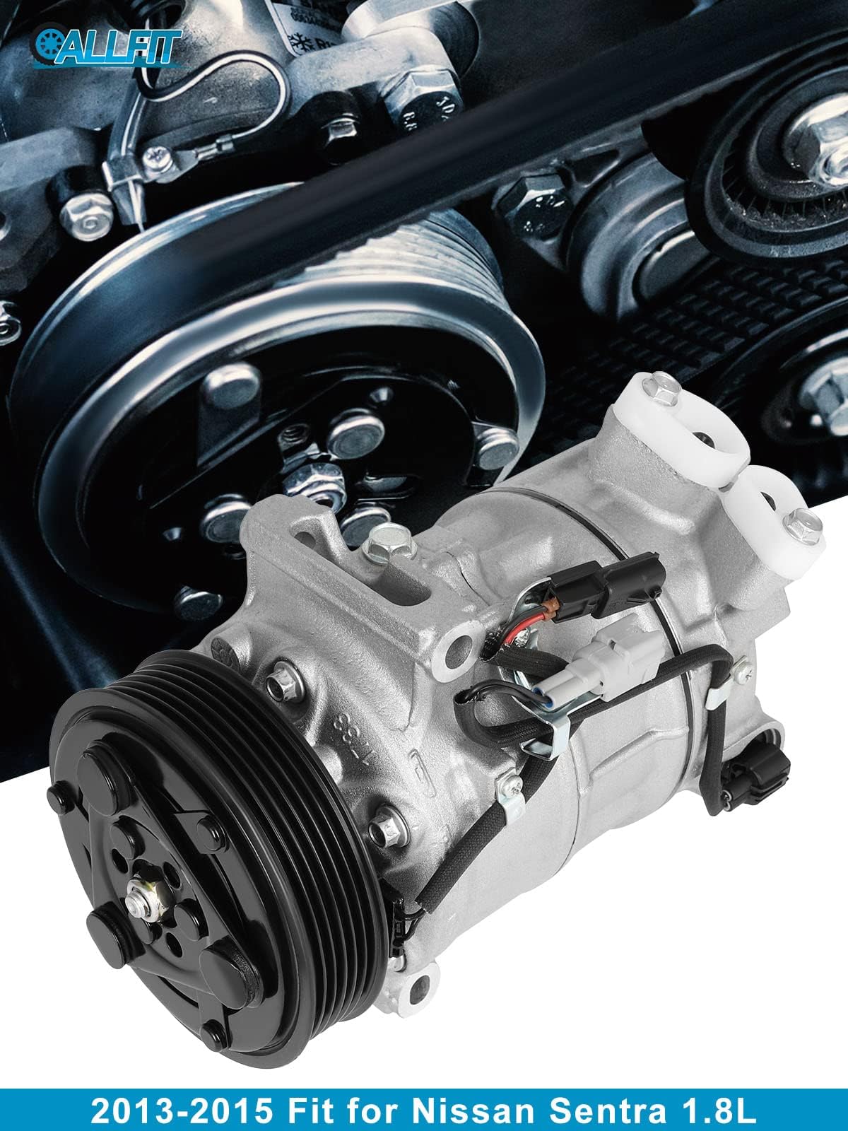 AC Compressor and A/C Clutch Fit for Nissan Sentra 1.8L 2013-2015 Air Conditioner Compressor for Nissan Tsuru 1.6L 2013-2015 CO 29072C