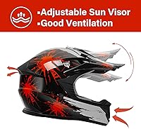Vista 3 de XFMT - Juego de casco DOT con gafas y guantes para motocross, cuatrimoto y vehículos todoterreno para niños y jóvenes, casco Mx, fuegos artificiales
