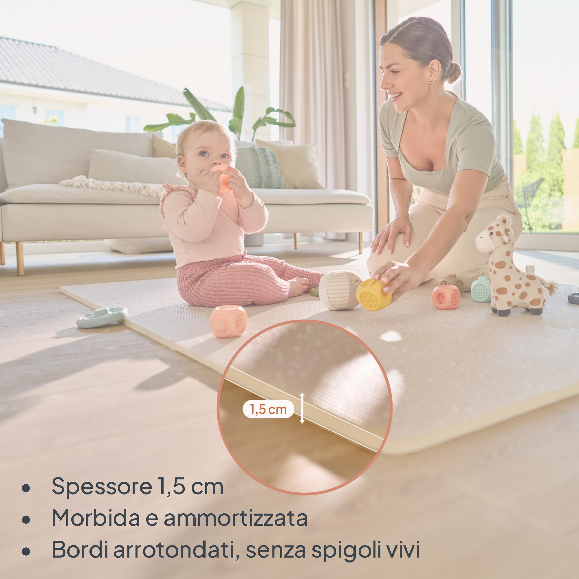 LIONELO YOKA Tappetino per Neonati e Bambini, 173 x 116 x 1,5 cm, Puzzle 6 Pezzi per Gattonare e Giocare Due Lati Atossico Inodore Antiscivolo Pulizia Facile