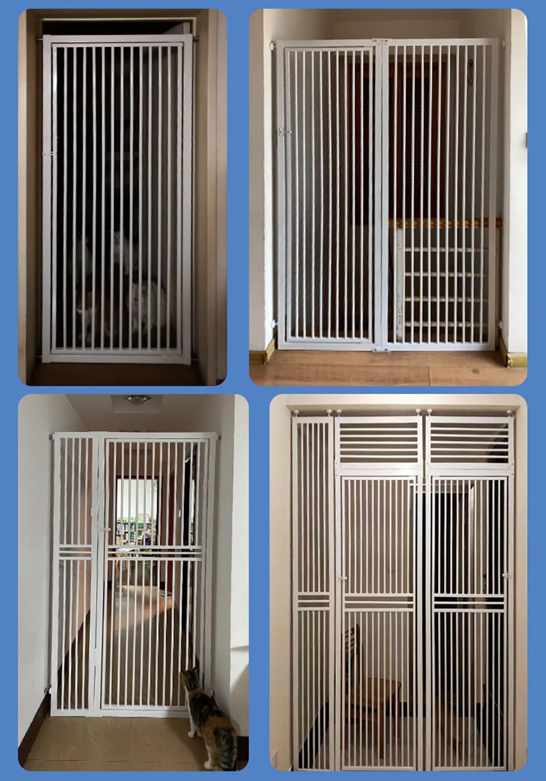 Gattaiola Barriera per gatti con serratura per porte, Cancello anti-arrampicata extra alto per animali domestici per separare, Montaggio a pressione con ingombro ridotto(60x170cm/24x67in)