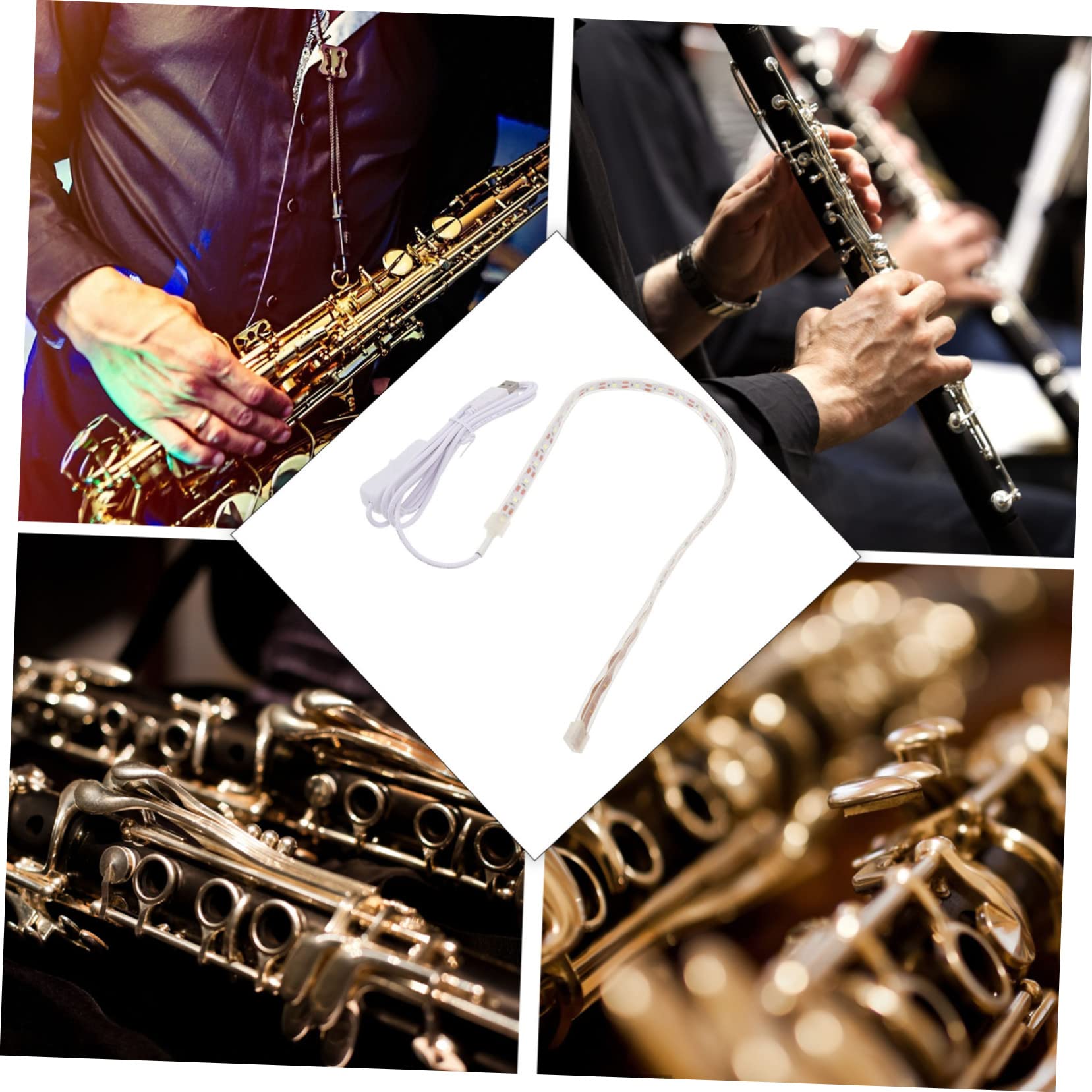 Bande Lumineuse LED USB 50cm pour Détection de Fuites Saxophone et Autres Instruments à Vent, Outil de Réparation Précis pour Flûte, Clarinette, et Hautbois, Accessoires