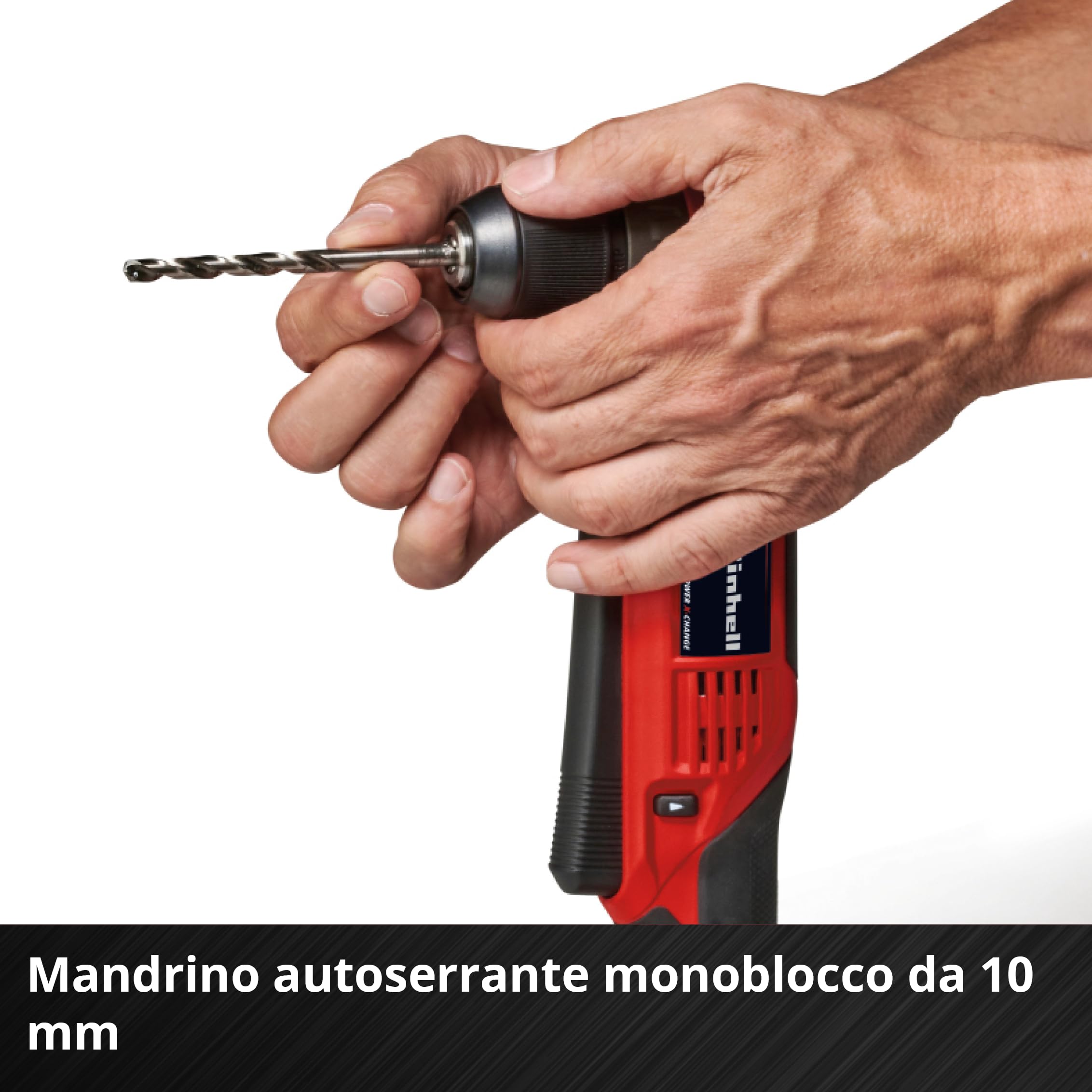 Trapano angolare a batteria Einhell TE-AD 18 Li-Solo Power X-Change (18 V, 45 Nm, mandrino a serraggio rapido da 10 mm, luce LED, attacco batteria girevole, batteria esclusa)