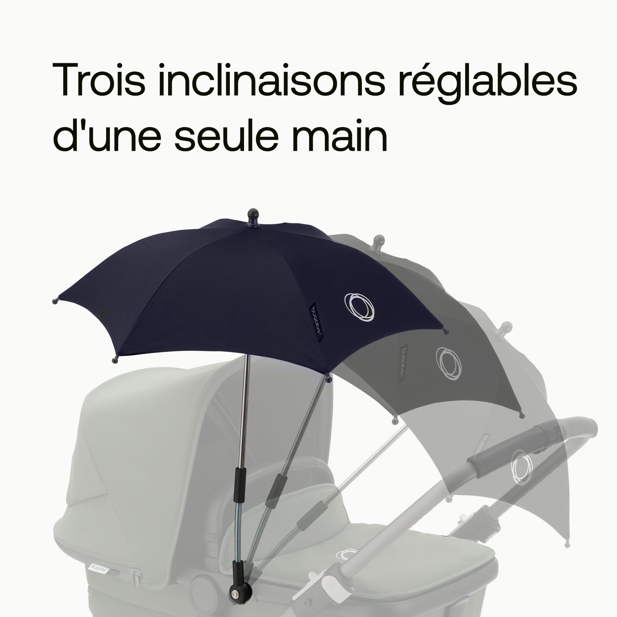 Bugaboo Parasol+, compatible avec toutes les poussettes Bugaboo en tissu avec protection UPF 50+ contre les rayons UV, connexion en un clic et mécanisme facilement réglable, Deep Indigo