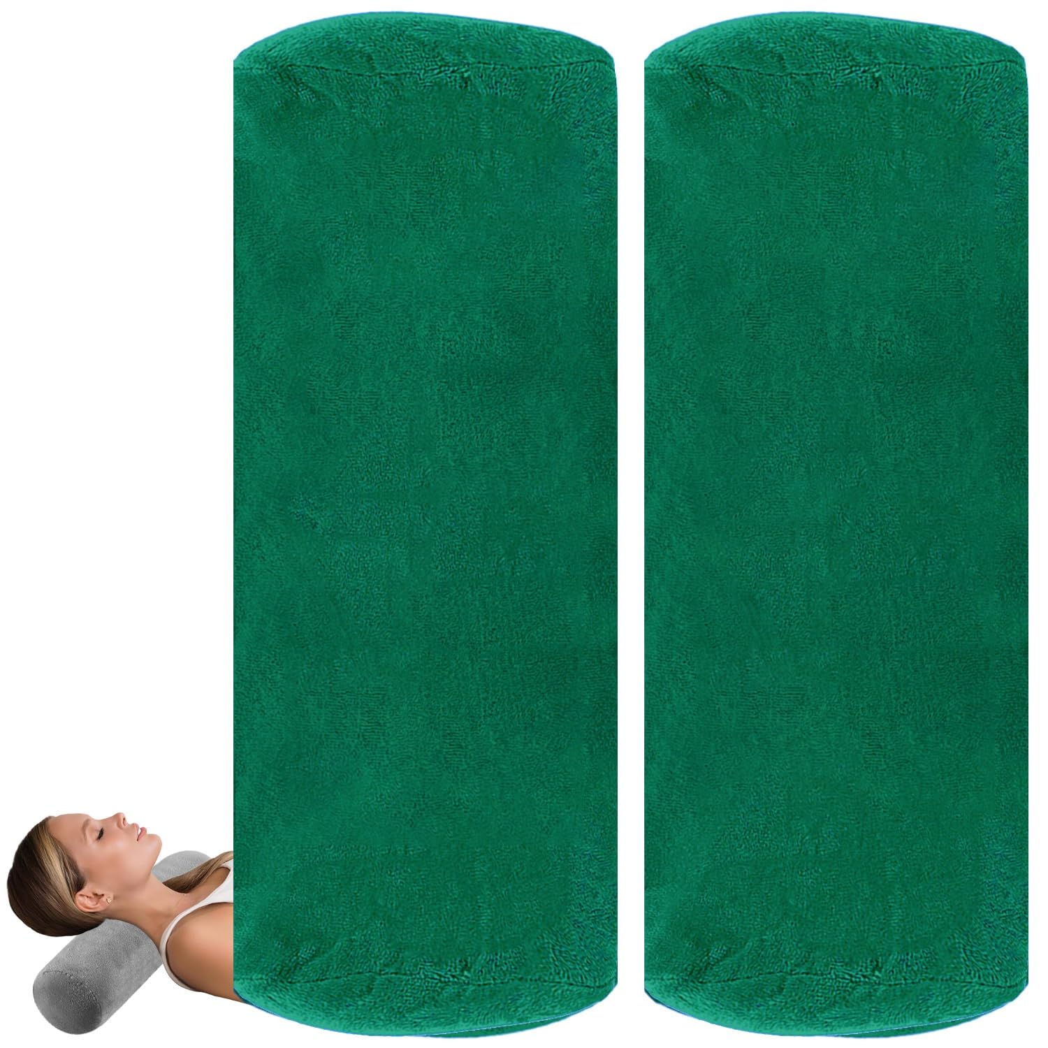 Confeze da 2 aksamitne poszewki na poduszki z zamkiem błyskawicznym - miękkie poduszki na okrągłe poduszki cylindryczne lub rolki (3,20 x 80 cm) - luksusowa aksamitna tekstura