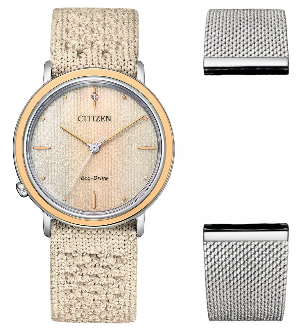 Citizen Damen Analog Eco-Drive Armbanduhr mit Stoffband L Ambiluna Collection